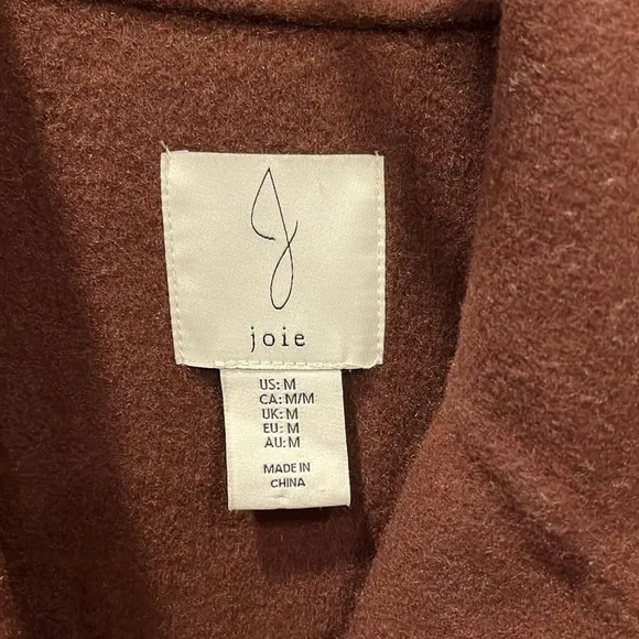 🇪🇸 Joie double breasted pea coat overcoat notched collar pockets brown wool