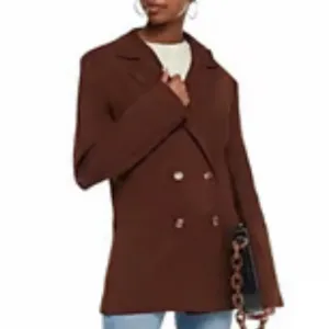 🇪🇸 Joie double breasted pea coat overcoat notched collar pockets brown wool