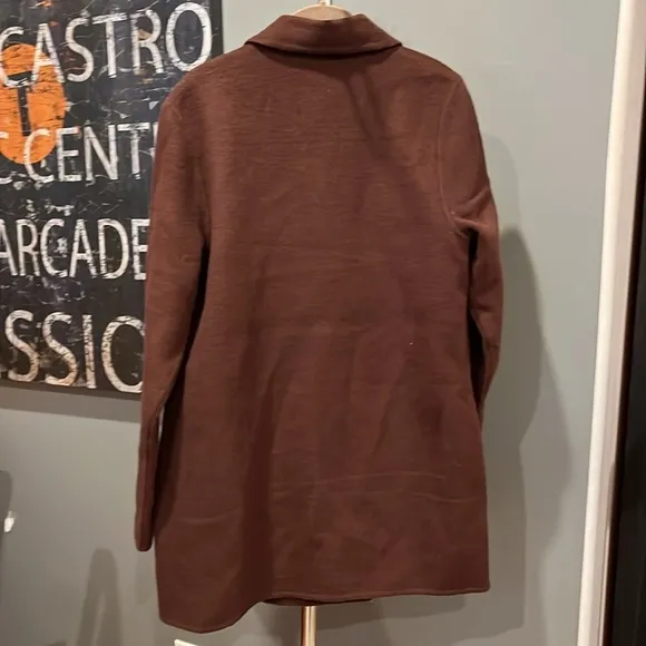 🇪🇸 Joie double breasted pea coat overcoat notched collar pockets brown wool