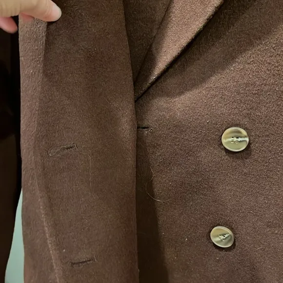 🇪🇸 Joie double breasted pea coat overcoat notched collar pockets brown wool