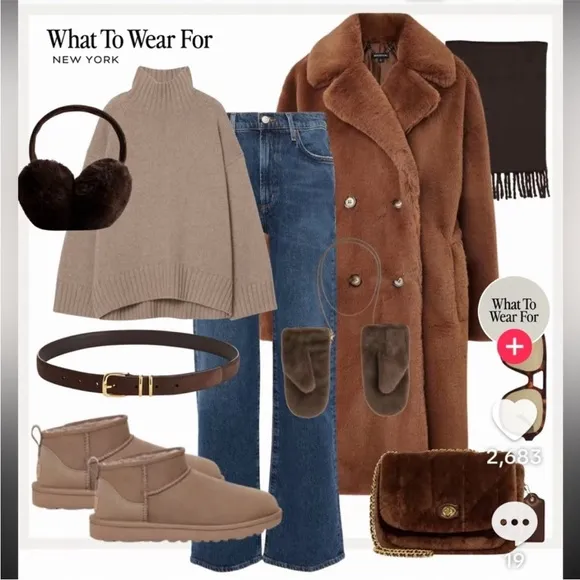 🇪🇸 Joie double breasted pea coat overcoat notched collar pockets brown wool