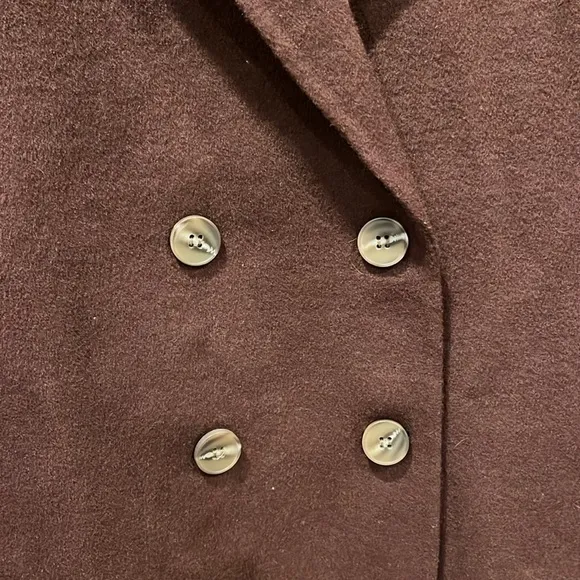 🇪🇸 Joie double breasted pea coat overcoat notched collar pockets brown wool