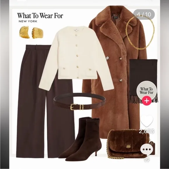 🇪🇸 Joie double breasted pea coat overcoat notched collar pockets brown wool
