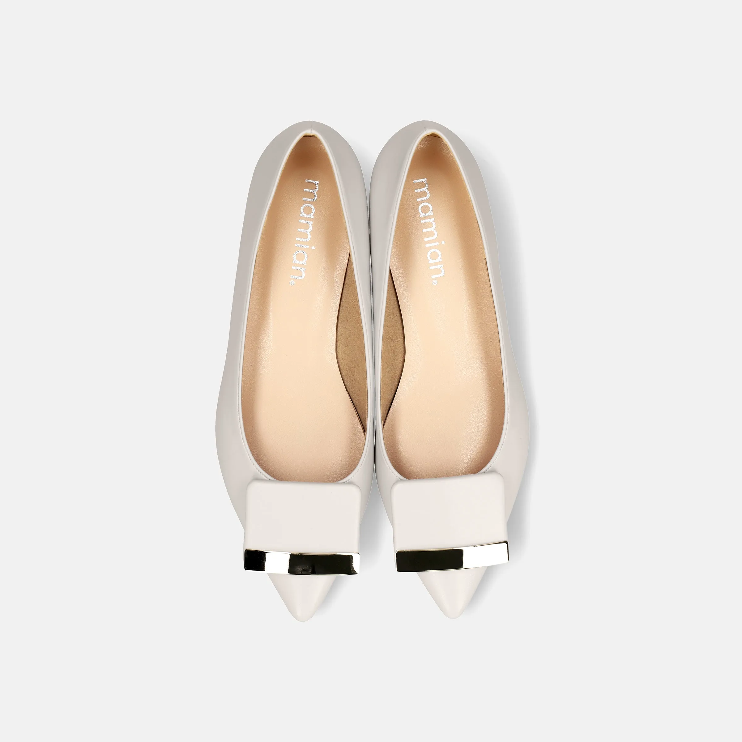 10% OFF: 2024SS: Accent Buckle Flat Shoes (m17006) White Gray