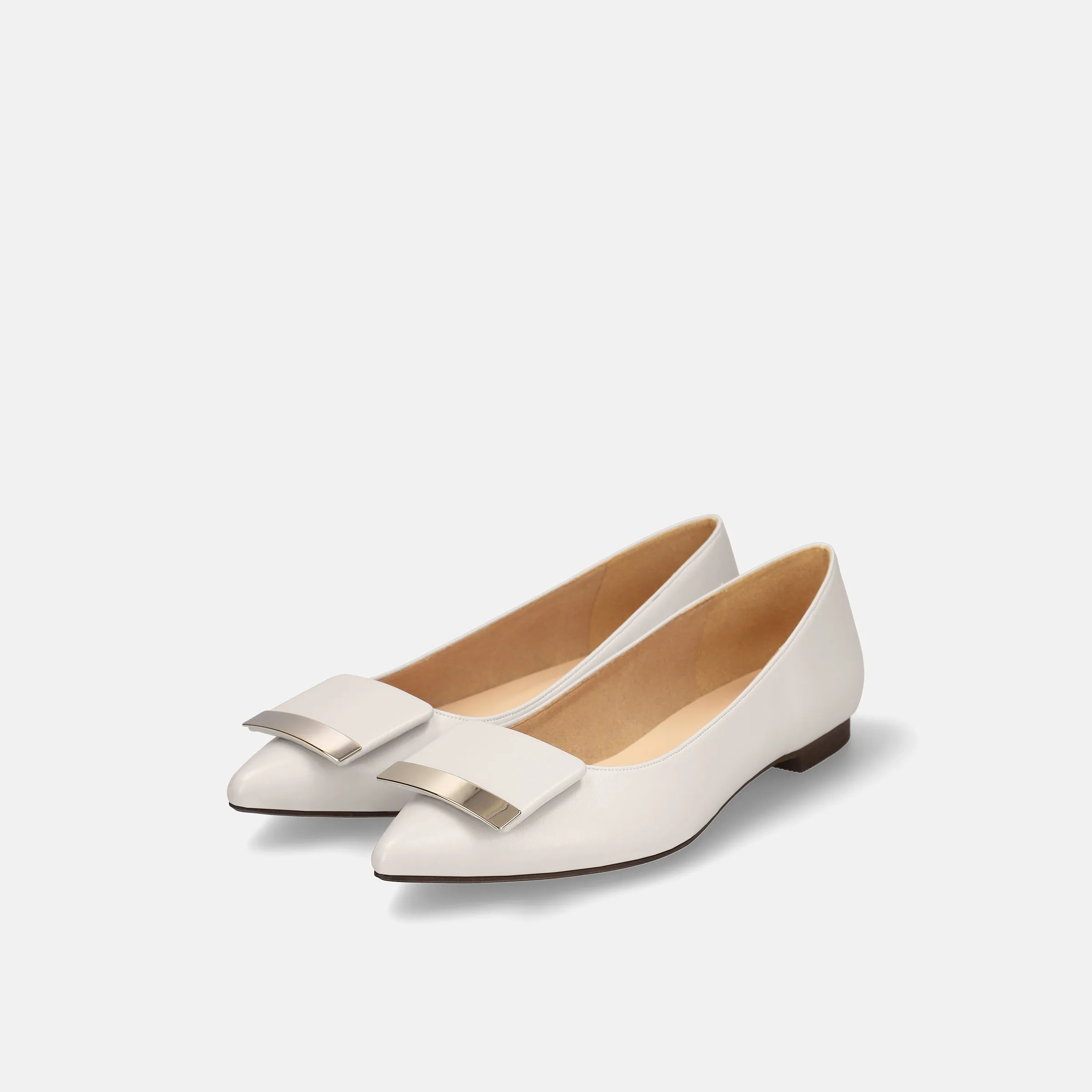 10% OFF: 2024SS: Accent Buckle Flat Shoes (m17006) White Gray