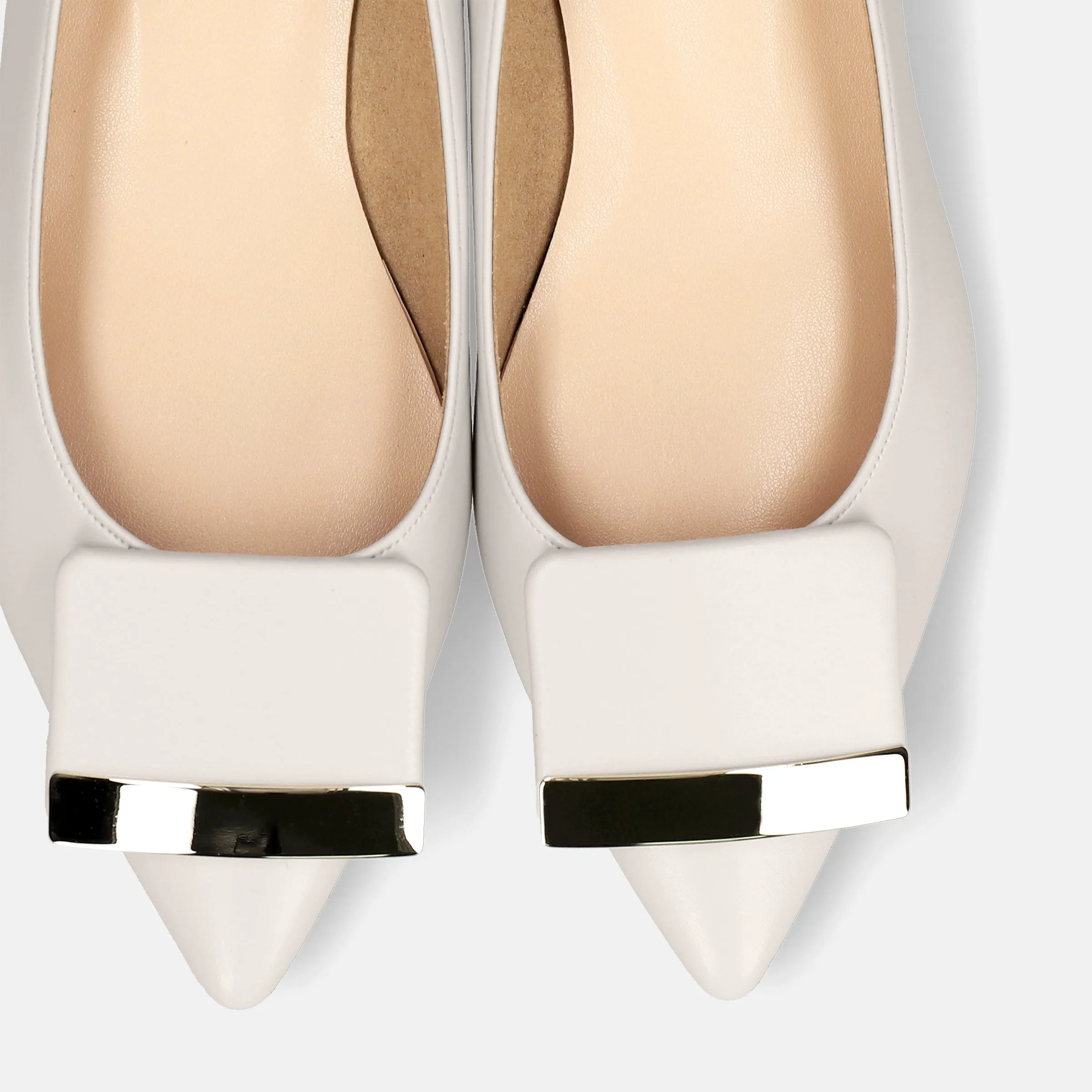 10% OFF: 2024SS: Accent Buckle Flat Shoes (m17006) White Gray