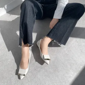 10% OFF: 2024SS: Accent Buckle Flat Shoes (m17006) White Gray