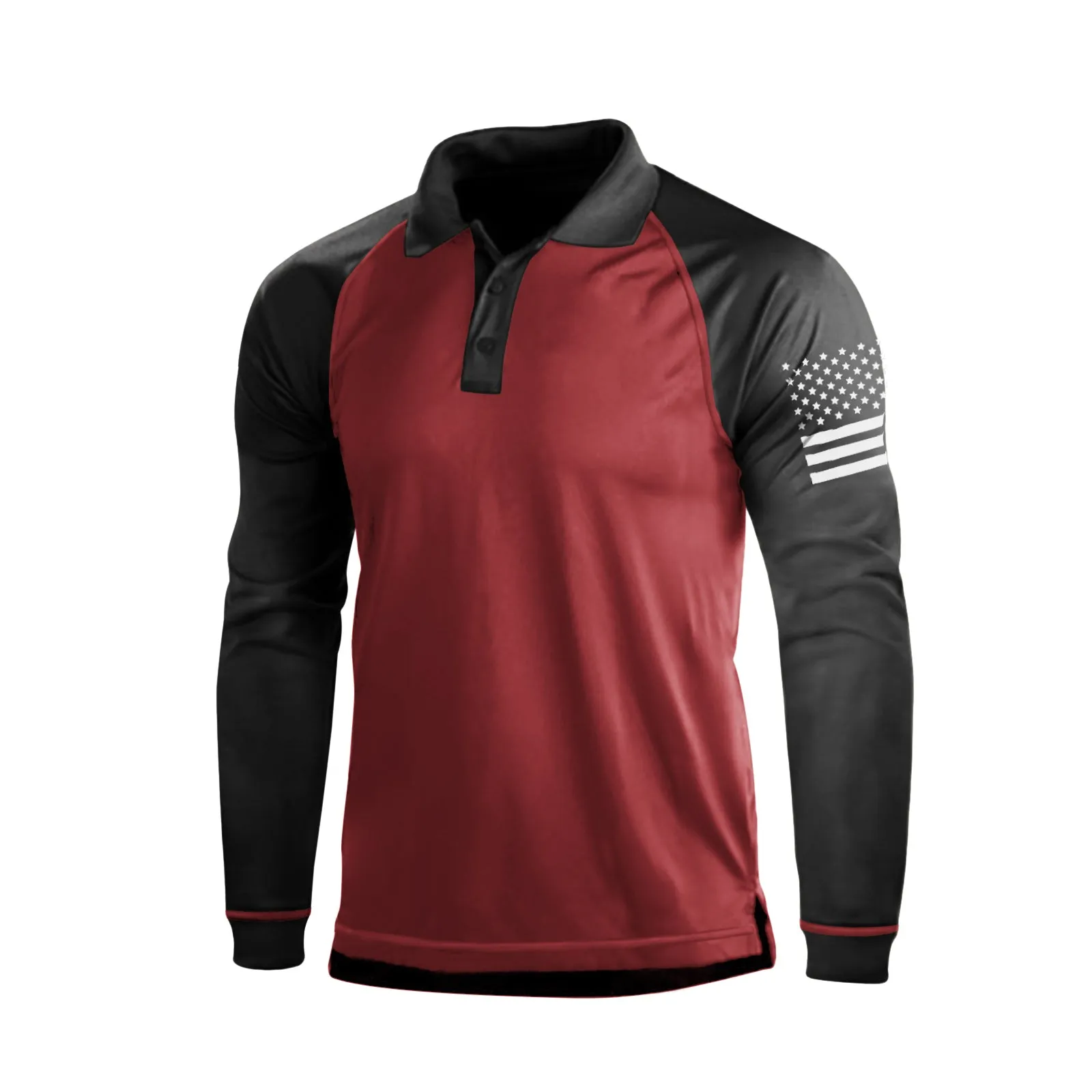 1/4 BUTTON ESSENTIAL COLOR BLOCK RAGLAN LONG SLEEVE POLO SHIRT