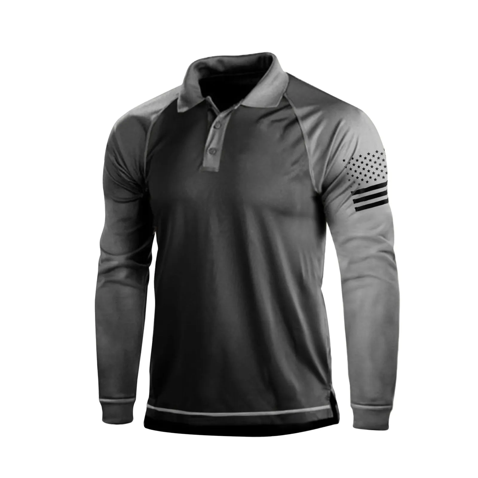 1/4 BUTTON ESSENTIAL COLOR BLOCK RAGLAN LONG SLEEVE POLO SHIRT