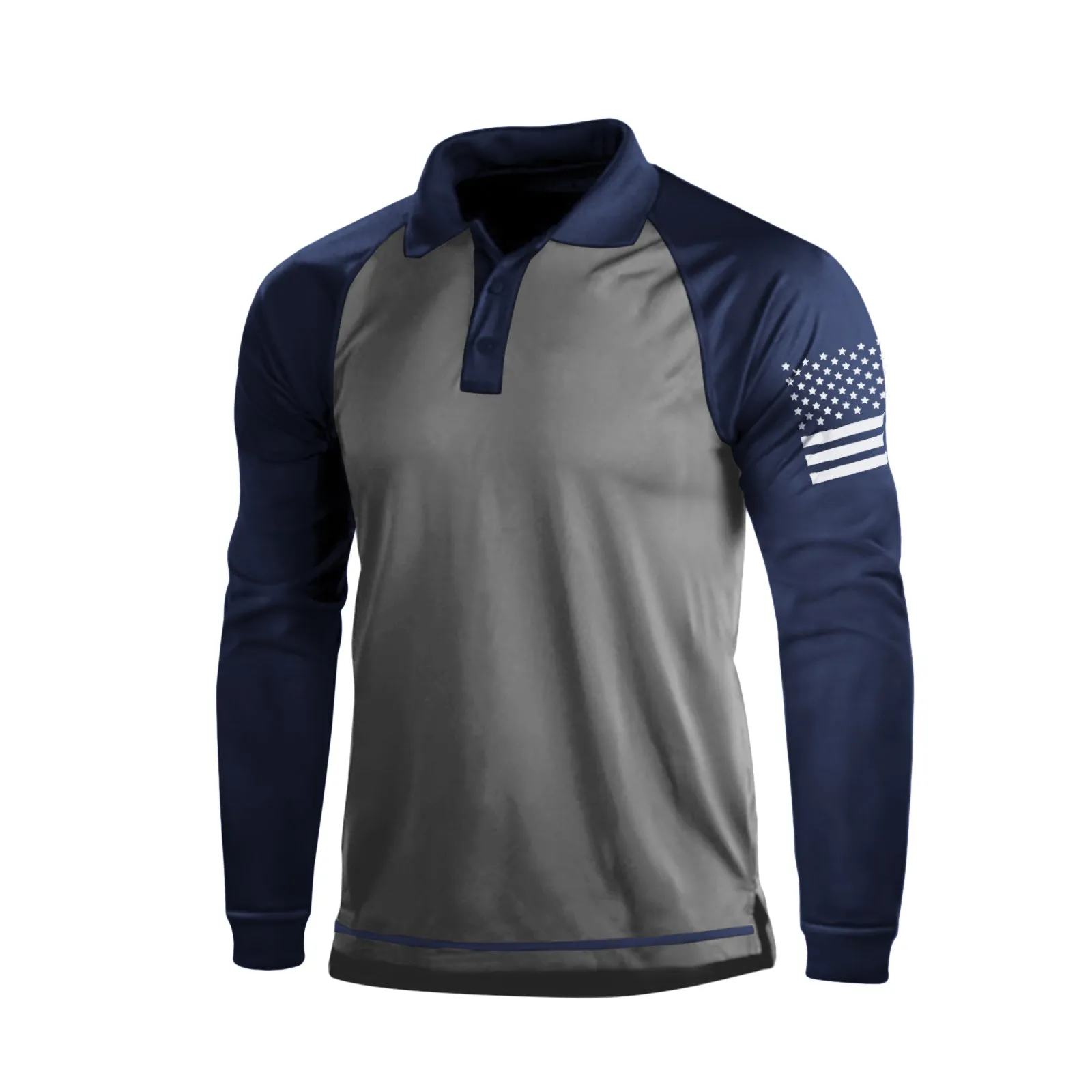 1/4 BUTTON ESSENTIAL COLOR BLOCK RAGLAN LONG SLEEVE POLO SHIRT