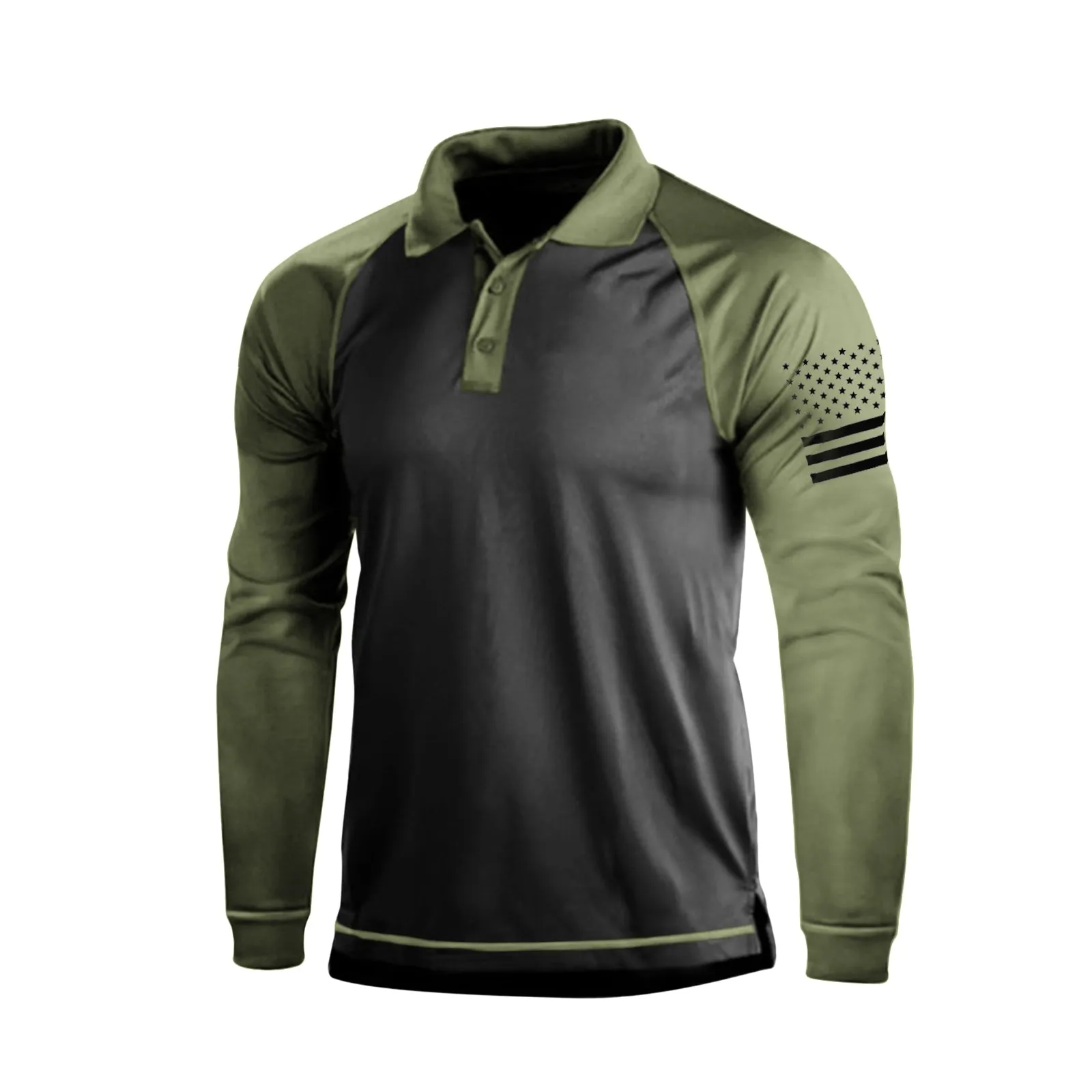1/4 BUTTON ESSENTIAL COLOR BLOCK RAGLAN LONG SLEEVE POLO SHIRT