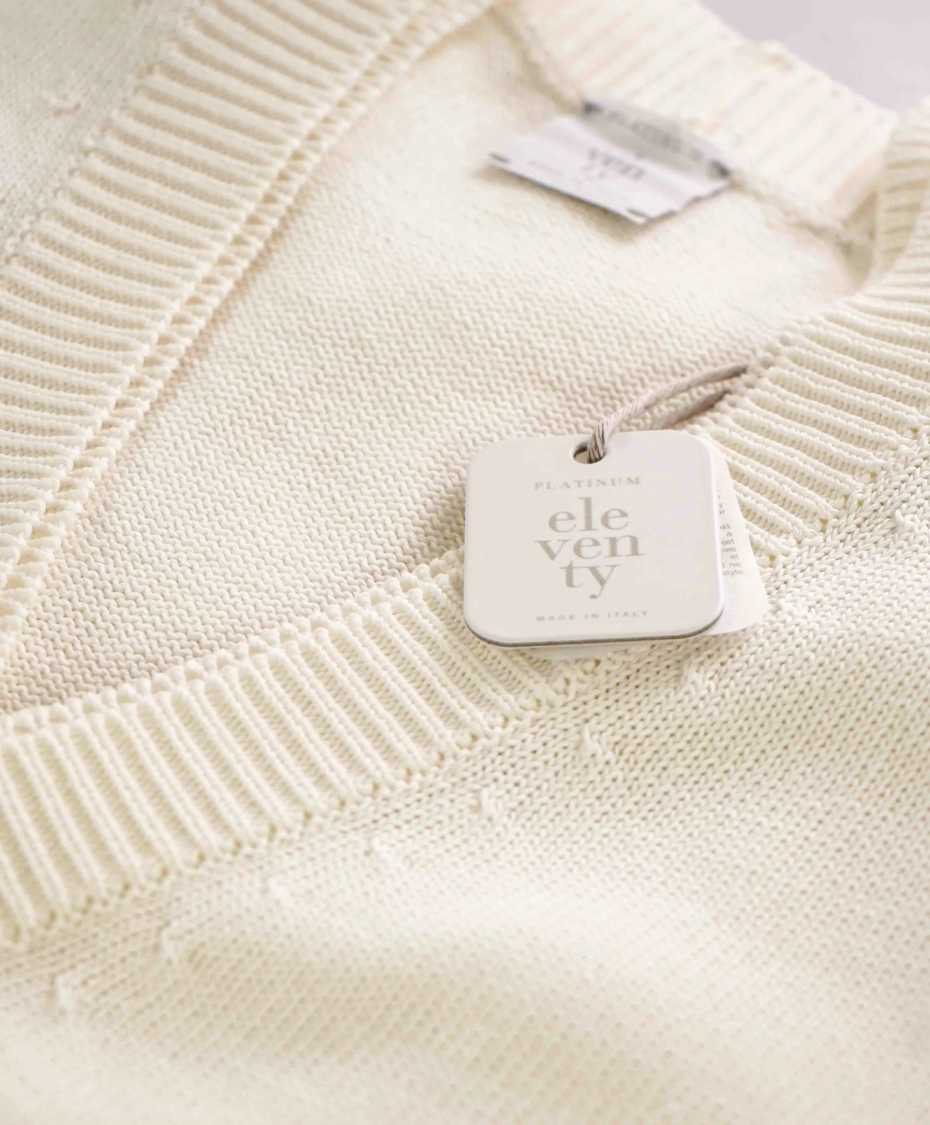 $675 ELEVENTY - Ivory Cotton MOP Button Waistcoat Sweater Vest - Medium