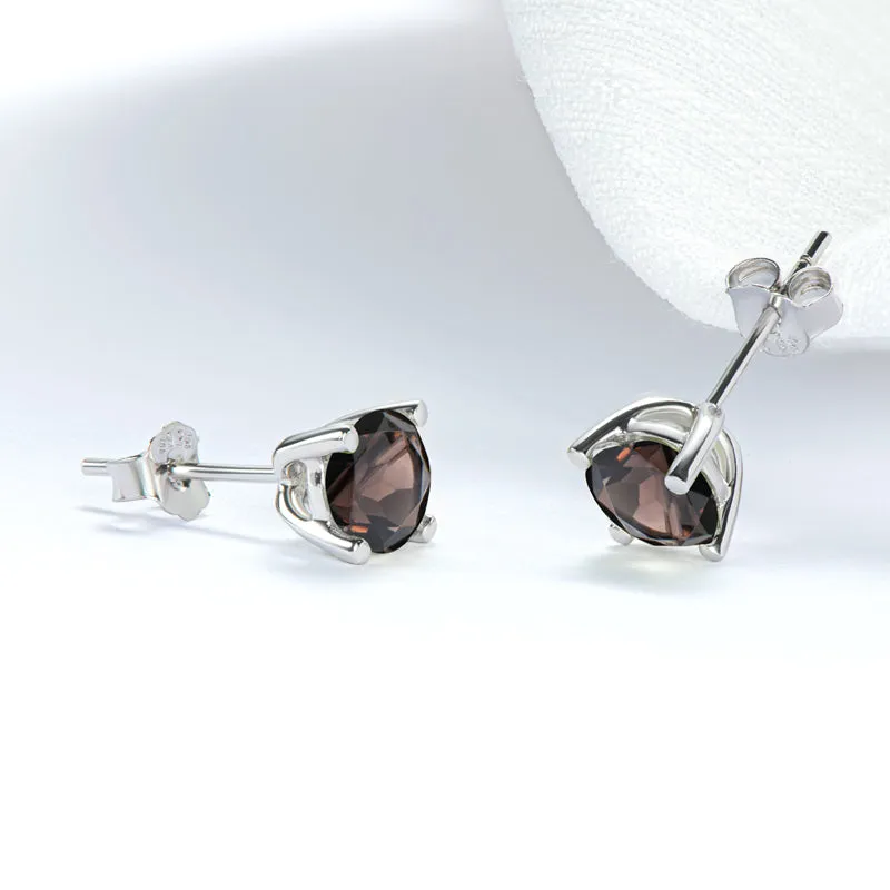 6mm Petite Round Genuine Gmestone Smoky Quartz Stud Earrings