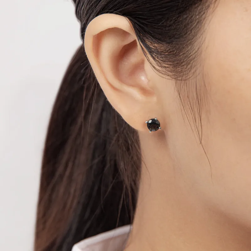6mm Petite Round Genuine Gmestone Smoky Quartz Stud Earrings