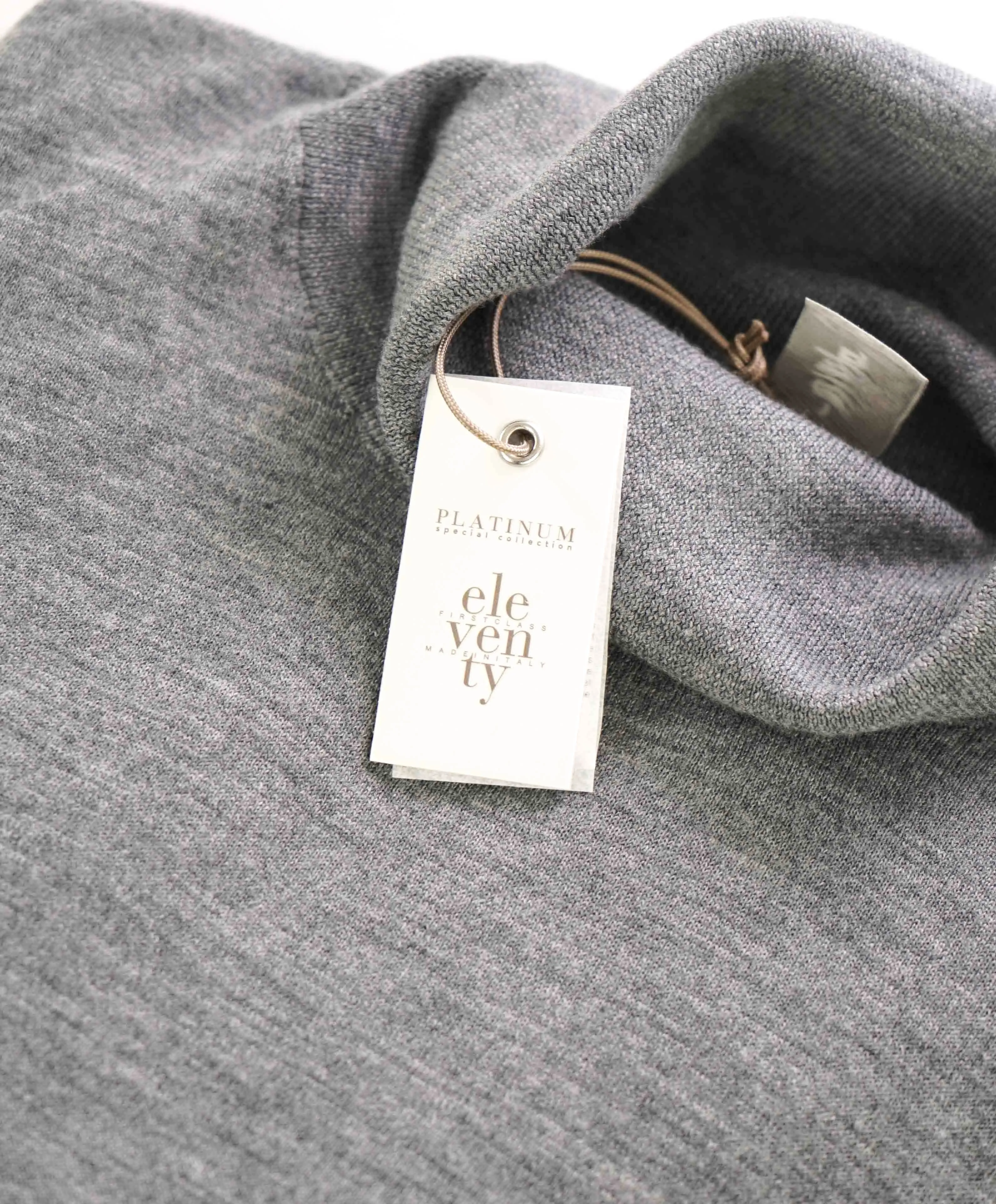 $875 ELEVENTY - Colorblock Gray Ivory *PLATINUM* Wool Turtleneck Sweater - M