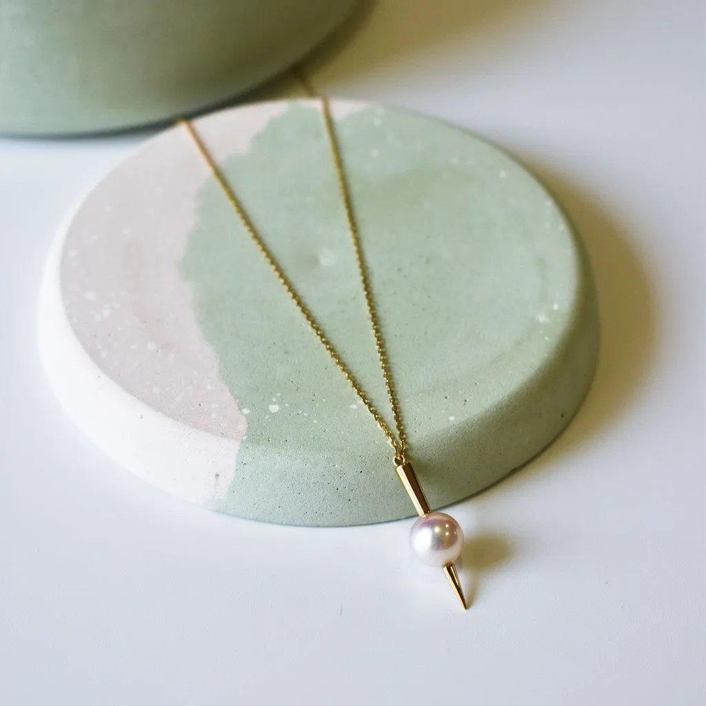 Akoya Pearl Pointed Pendant Necklace