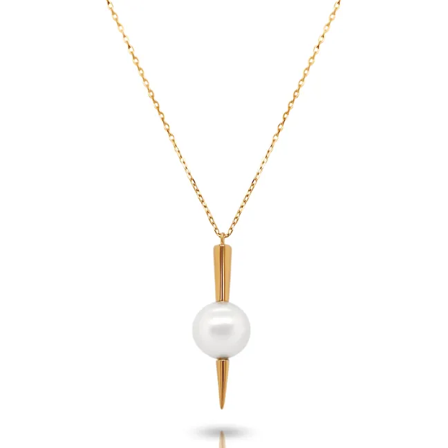 Akoya Pearl Pointed Pendant Necklace