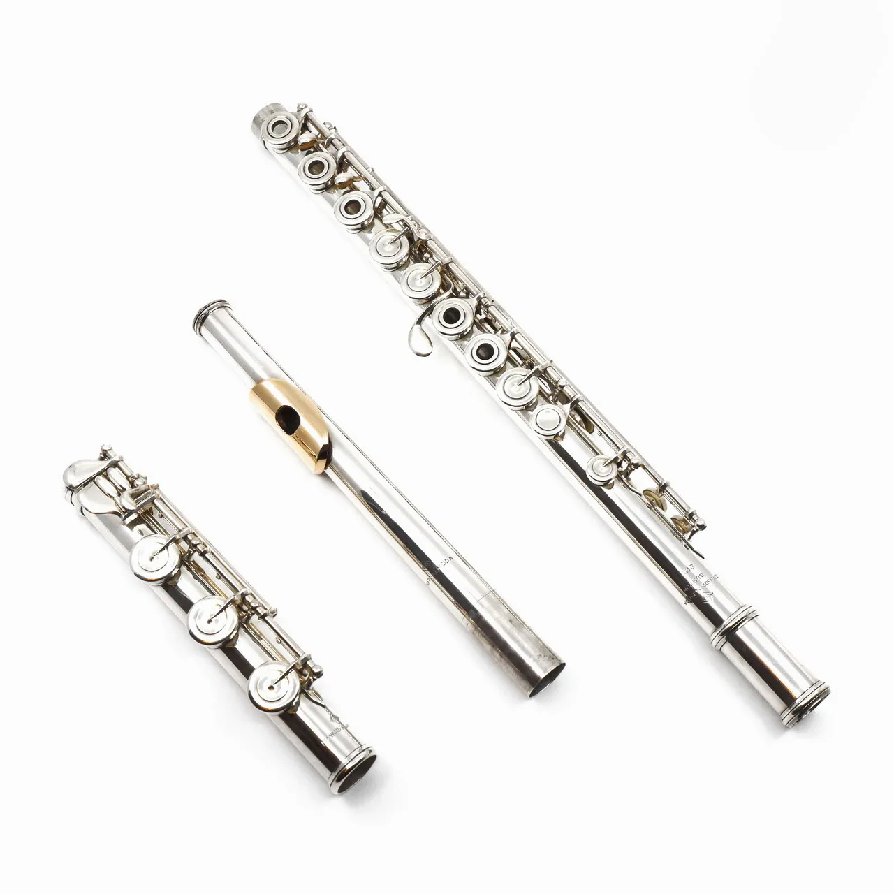 Almeida #212 -  Silver flute, inline G, B footjoint, 14K gold lip plate and riser