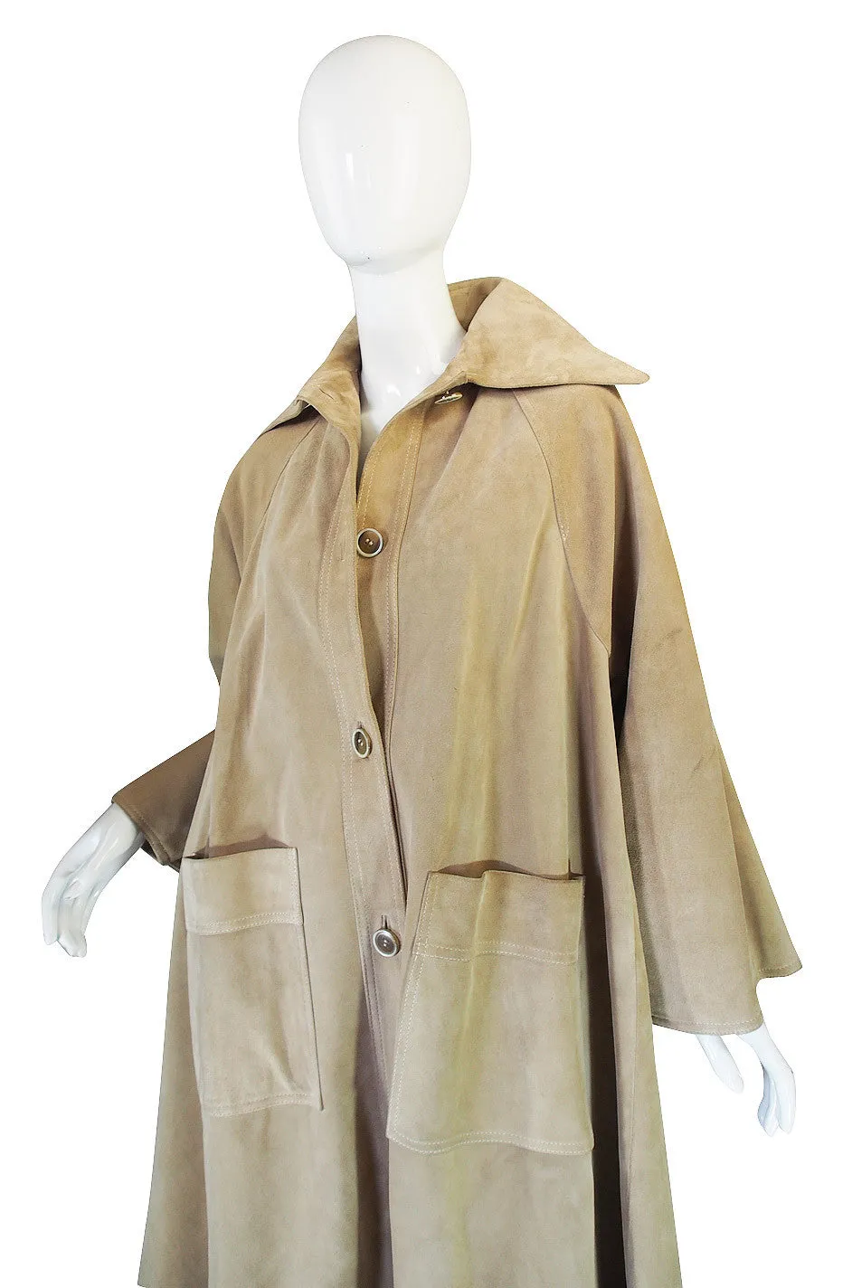 Amazing 1970s Christian Dior Suede Swing Coat
