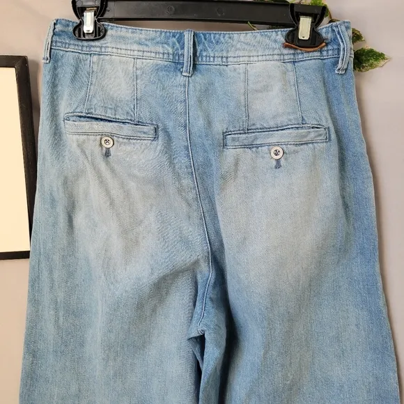 Anthropologie Pilcro Bleached Hem High Rise Cropped Wide Leg Denim Jeans 29