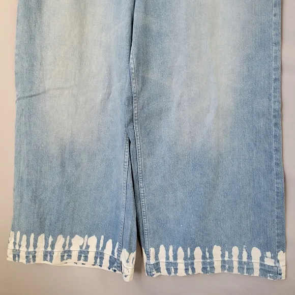 Anthropologie Pilcro Bleached Hem High Rise Cropped Wide Leg Denim Jeans 29