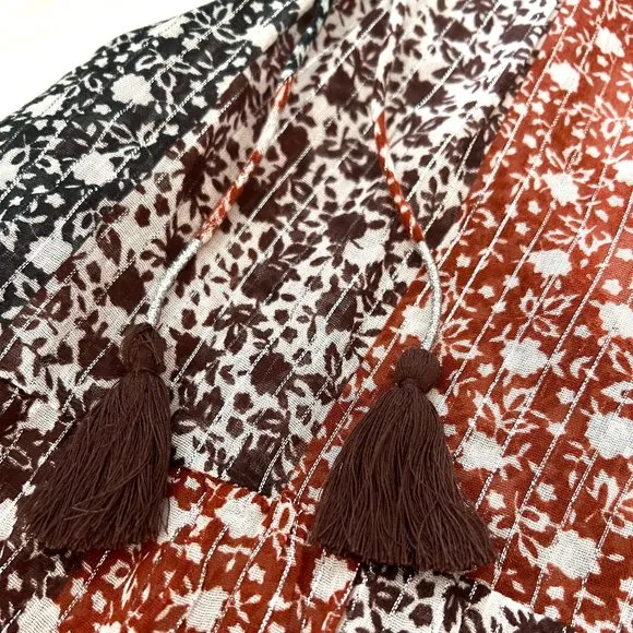 Anthropologie Shirred A-Line Tiered Dress in WIne NWT