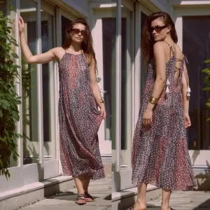 Anthropologie Shirred A-Line Tiered Dress in WIne NWT