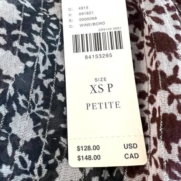 Anthropologie Shirred A-Line Tiered Dress in WIne NWT