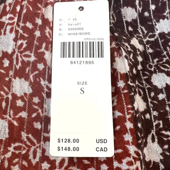 Anthropologie Shirred A-Line Tiered Dress in WIne NWT