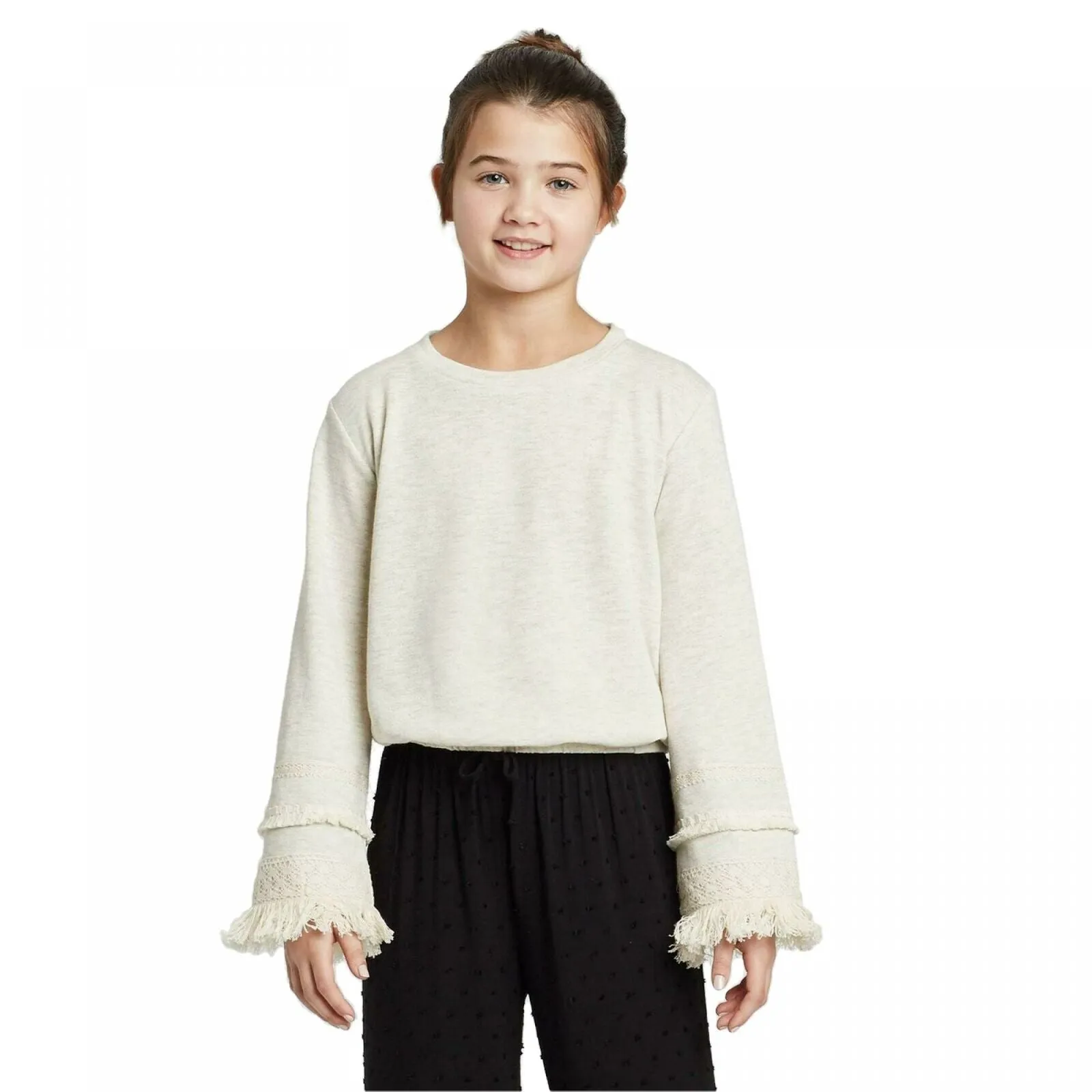 Art Class Girls' Knit Pullover Crochet Detail Top
