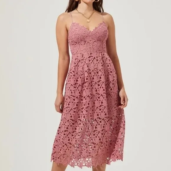 ASTR The Label Lace A Line Midi Dress