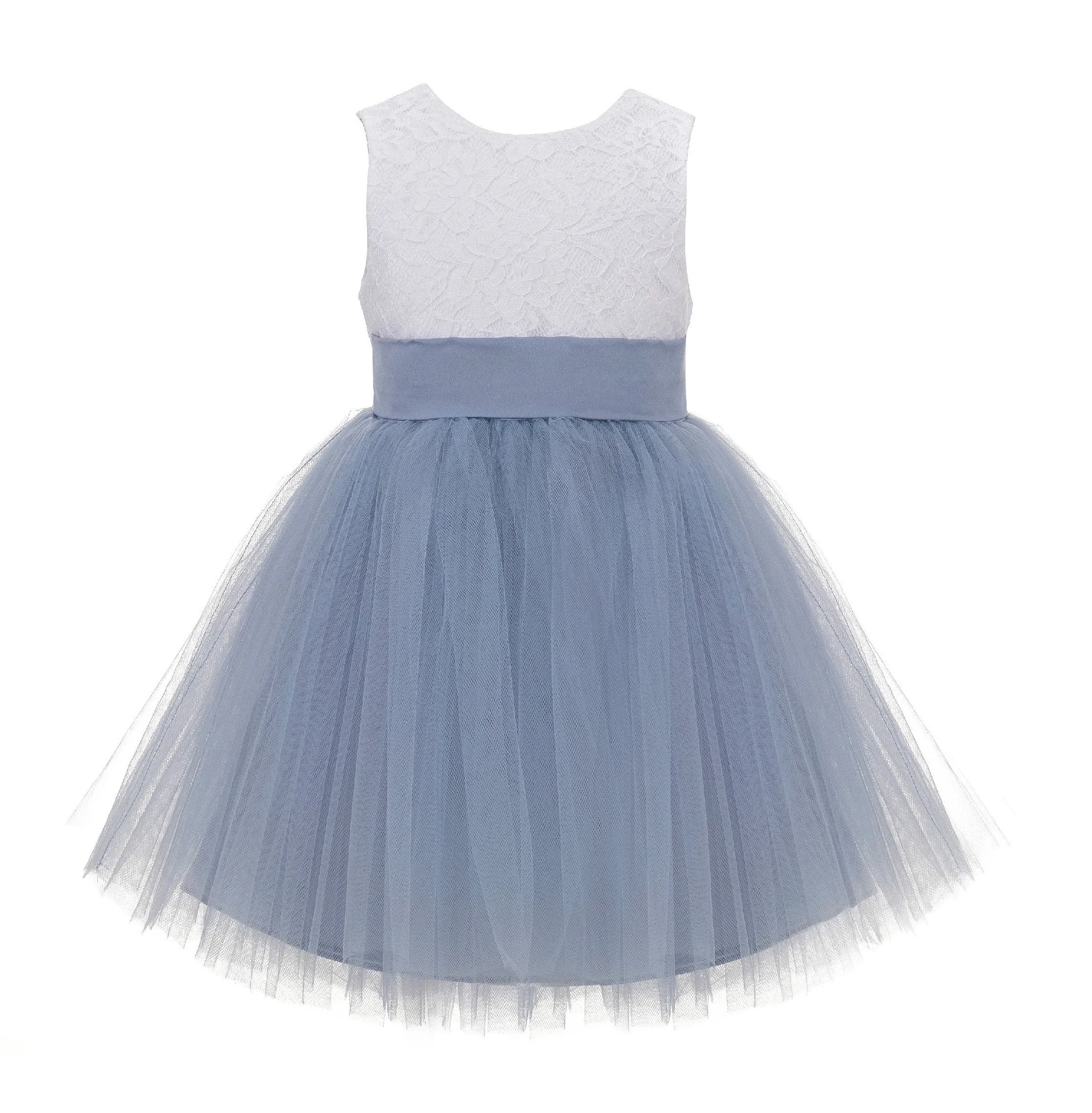 Backless V-Back Lace Flower Girl Dress Mini Bridal Gown Toddler Special Occasion Formal Dresses 206T