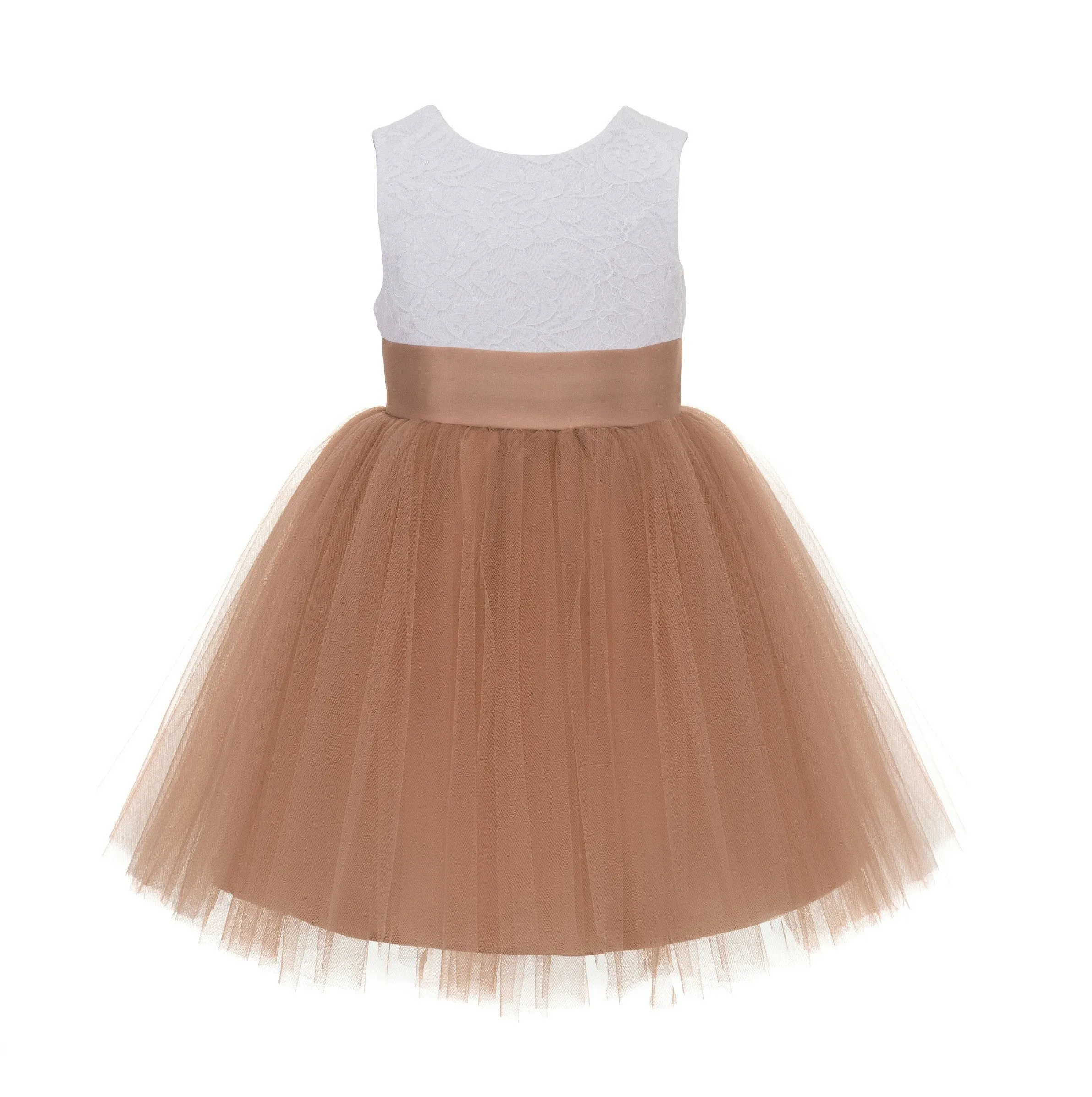 Backless V-Back Lace Flower Girl Dress Mini Bridal Gown Toddler Special Occasion Formal Dresses 206T