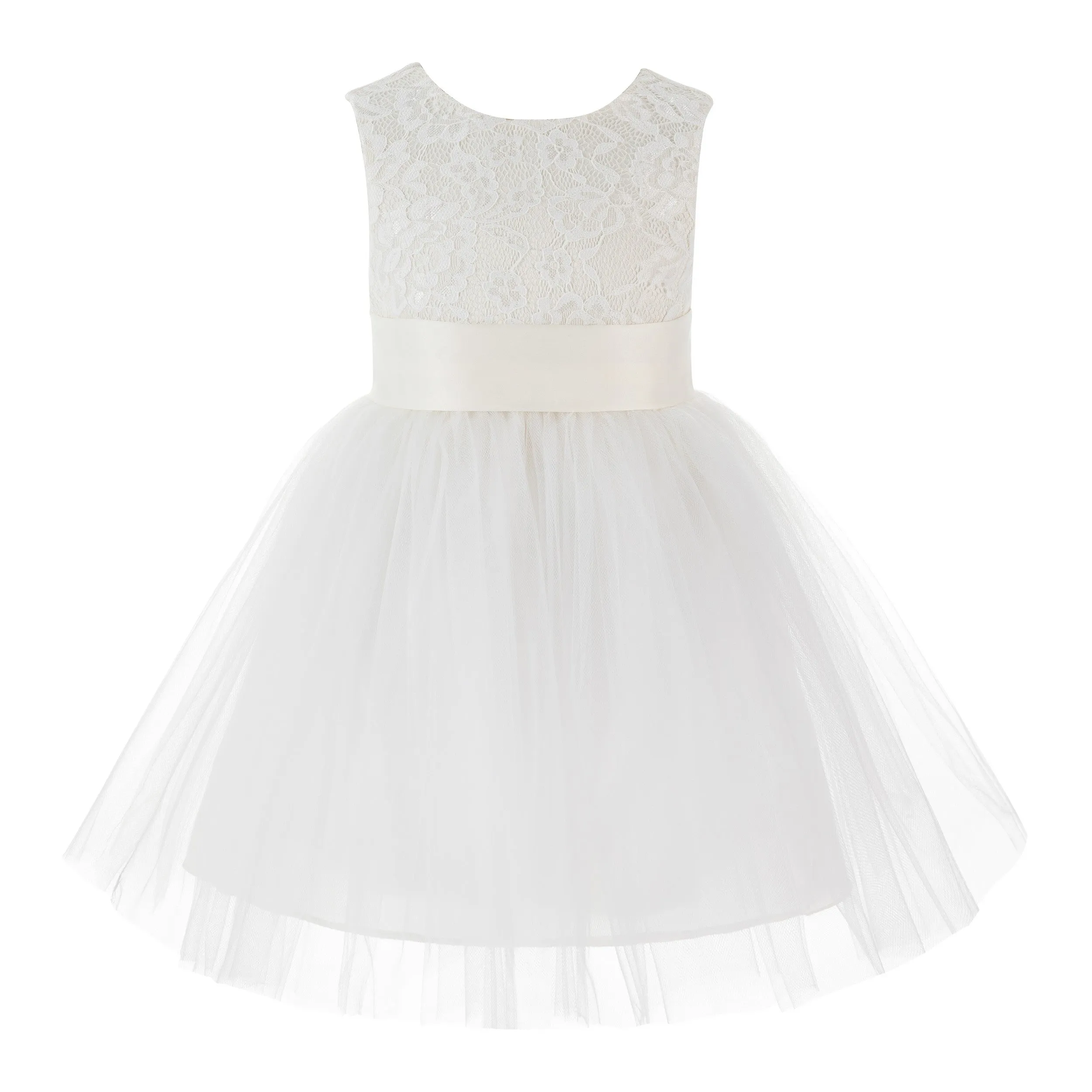 Backless V-Back Lace Flower Girl Dress Mini Bridal Gown Toddler Special Occasion Formal Dresses 206T