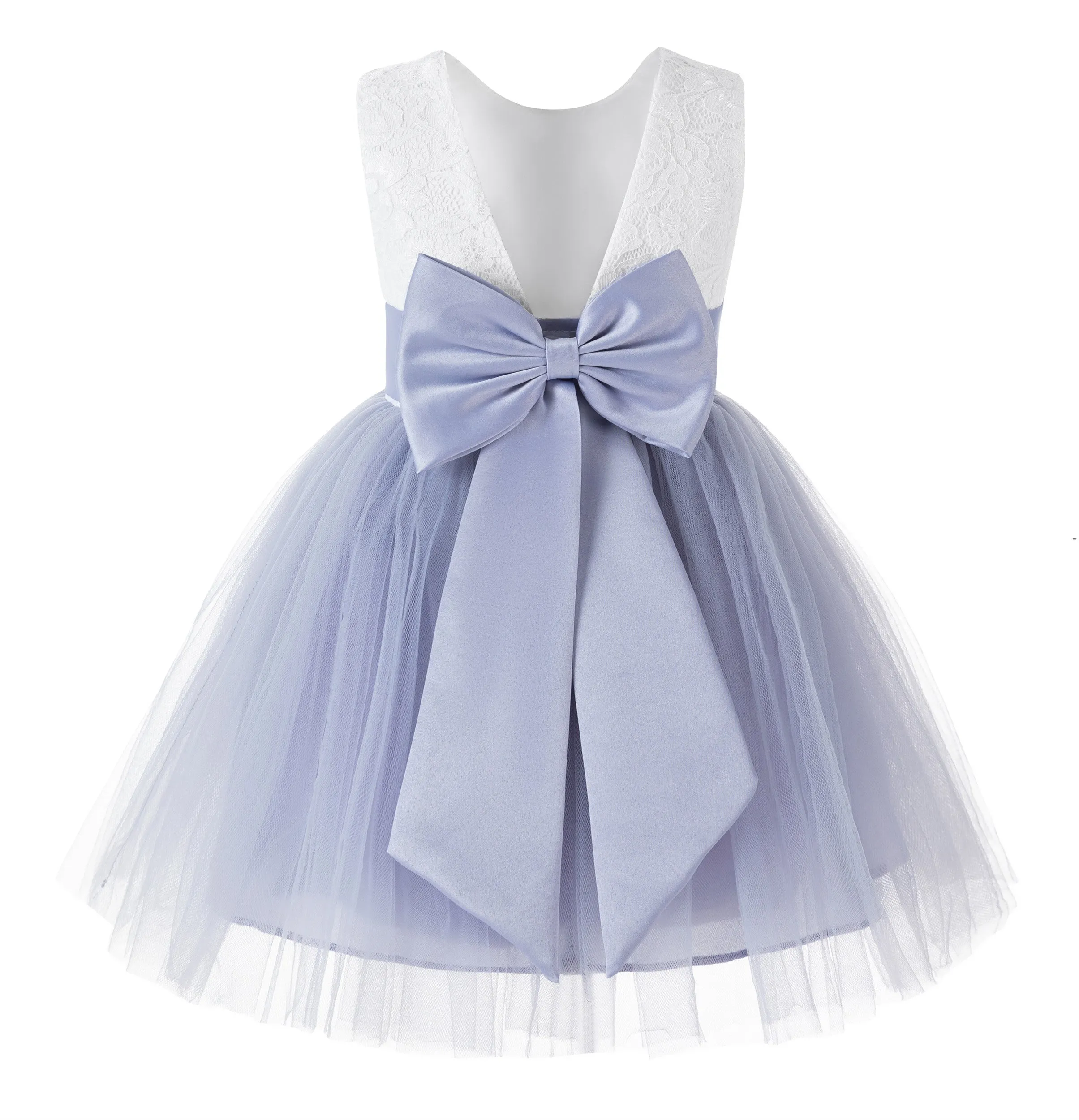 Backless V-Back Lace Flower Girl Dress Mini Bridal Gown Toddler Special Occasion Formal Dresses 206T