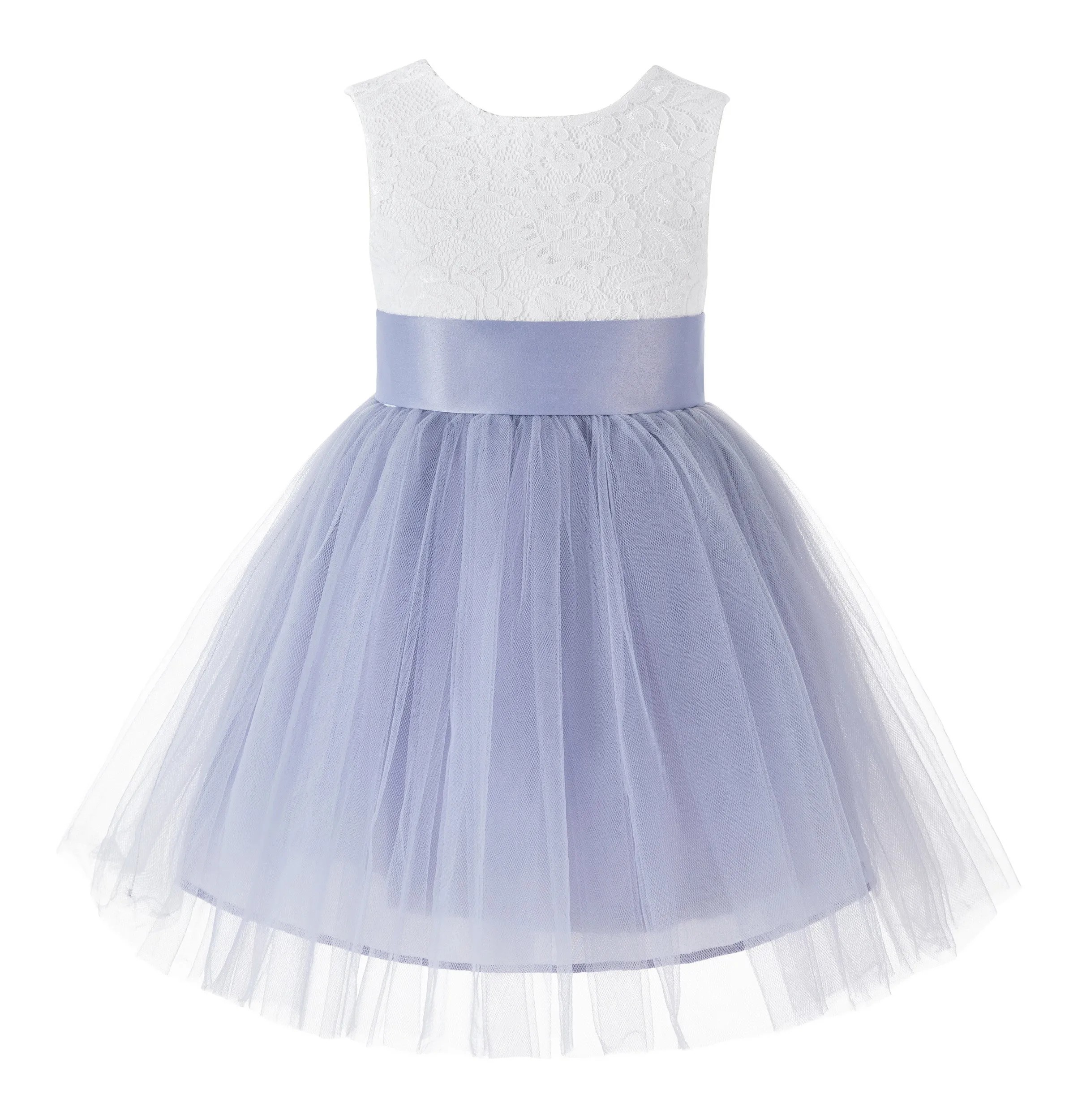 Backless V-Back Lace Flower Girl Dress Mini Bridal Gown Toddler Special Occasion Formal Dresses 206T