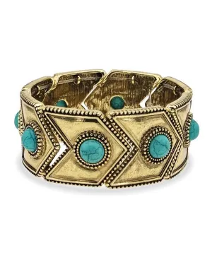 BGABC5577 Bracelet- Pointed West Gold/Turq Stone