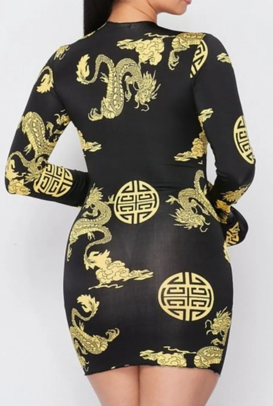 Black Printed Dragon Dress