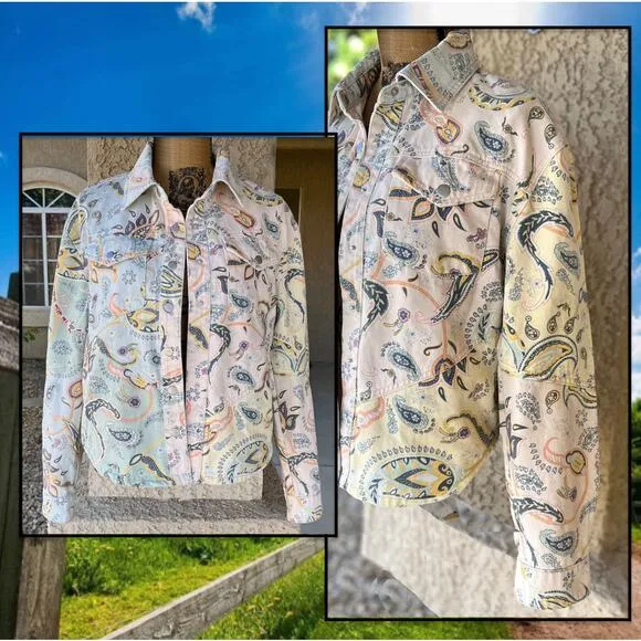 Blank NYC Paisley Print Denim Jacket Size S