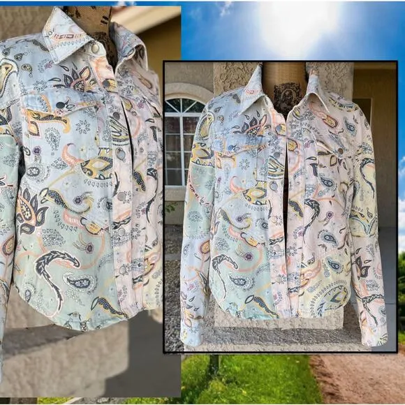 Blank NYC Paisley Print Denim Jacket Size S