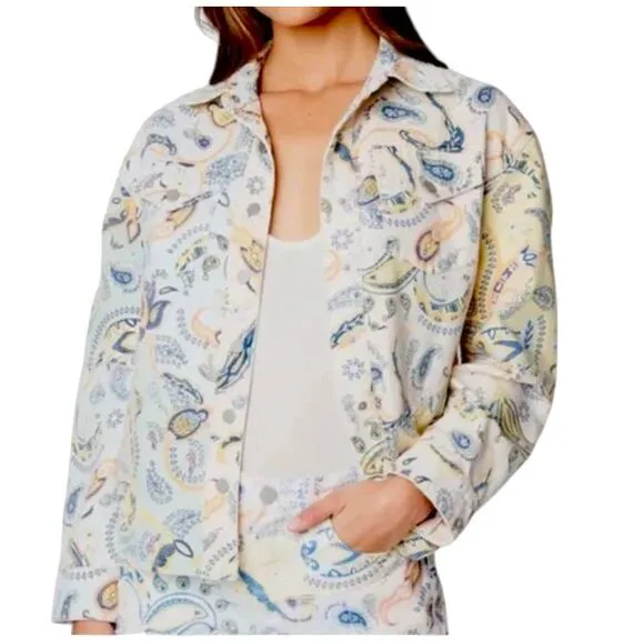 Blank NYC Paisley Print Denim Jacket Size S