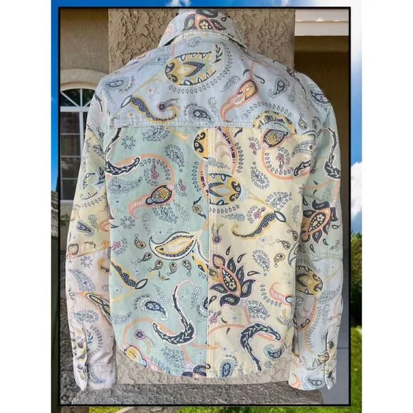 Blank NYC Paisley Print Denim Jacket Size S