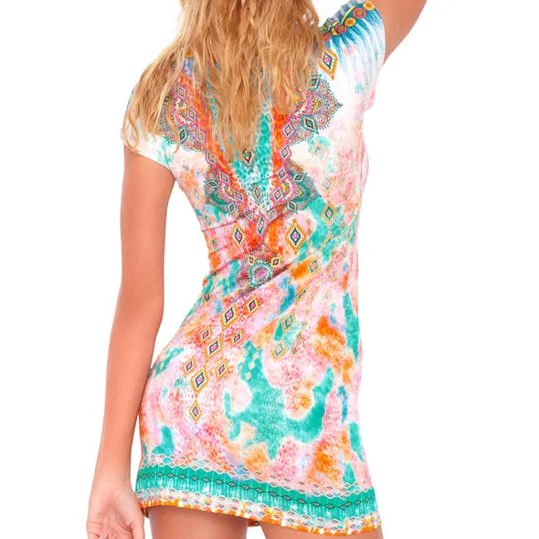 BOHO CHIC - Short Sleeve Bodycon Dress