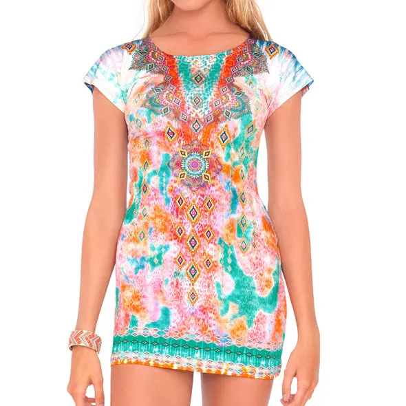BOHO CHIC - Short Sleeve Bodycon Dress