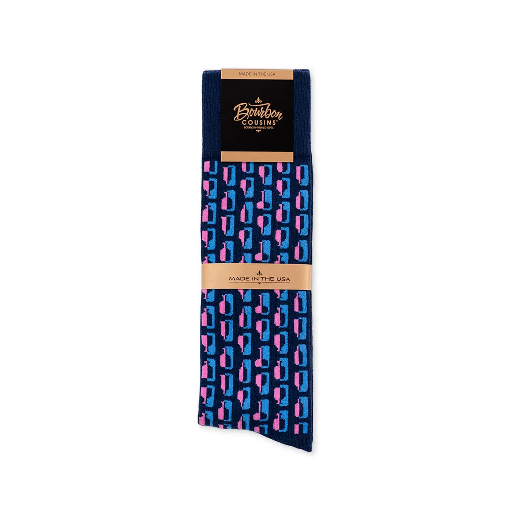 Bourbon Row Tie   Sock Gift Set | Pink   Navy