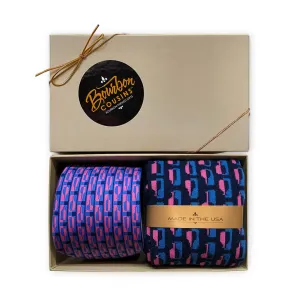 Bourbon Row Tie   Sock Gift Set | Pink   Navy