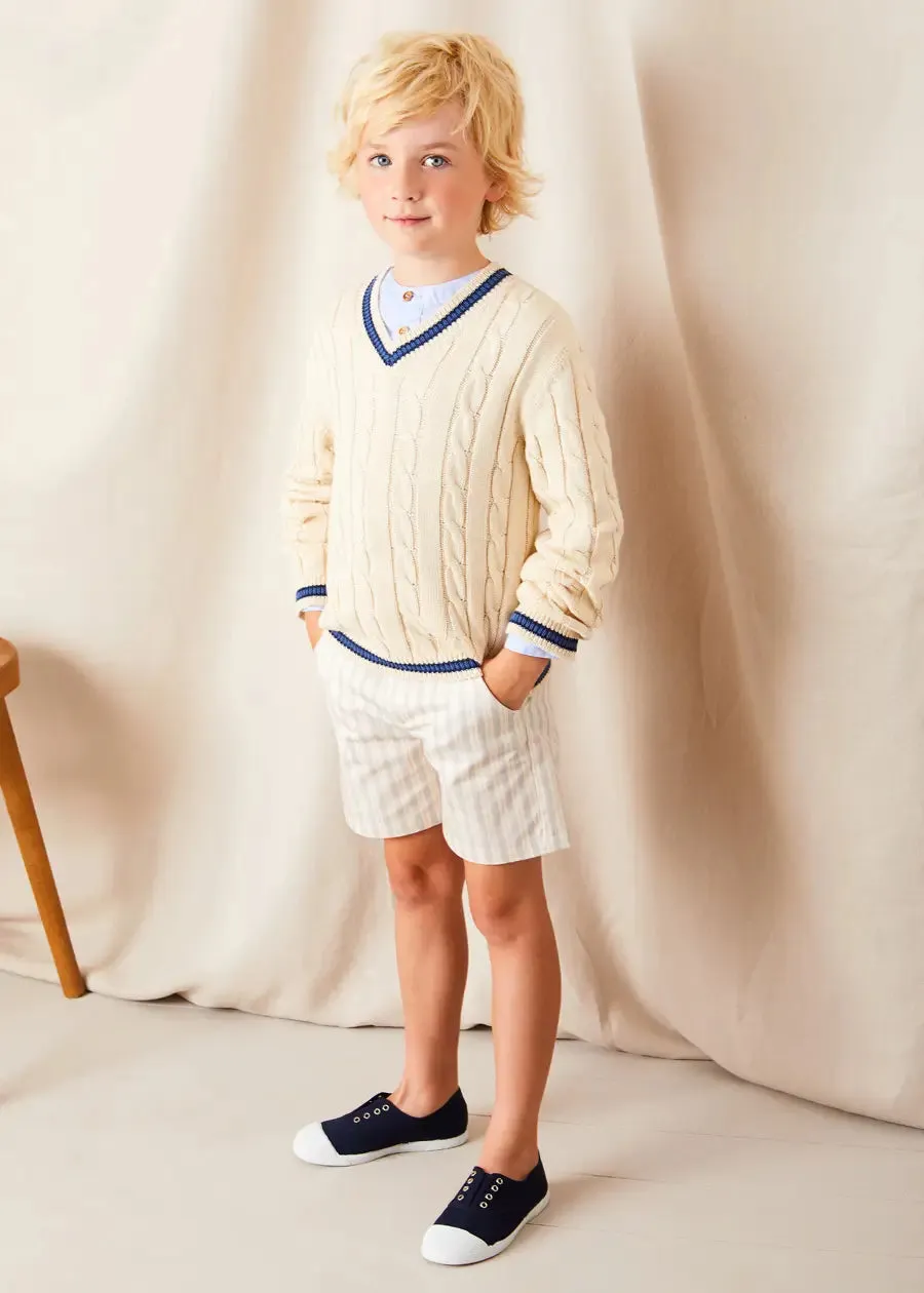 Brompton Striped Shorts in Beige (4-10yrs)