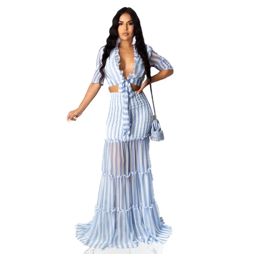 Casual Sheer Mesh patchwork 2 pieces set