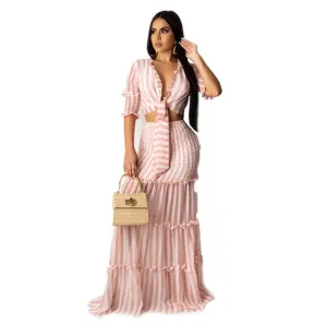 Casual Sheer Mesh patchwork 2 pieces set