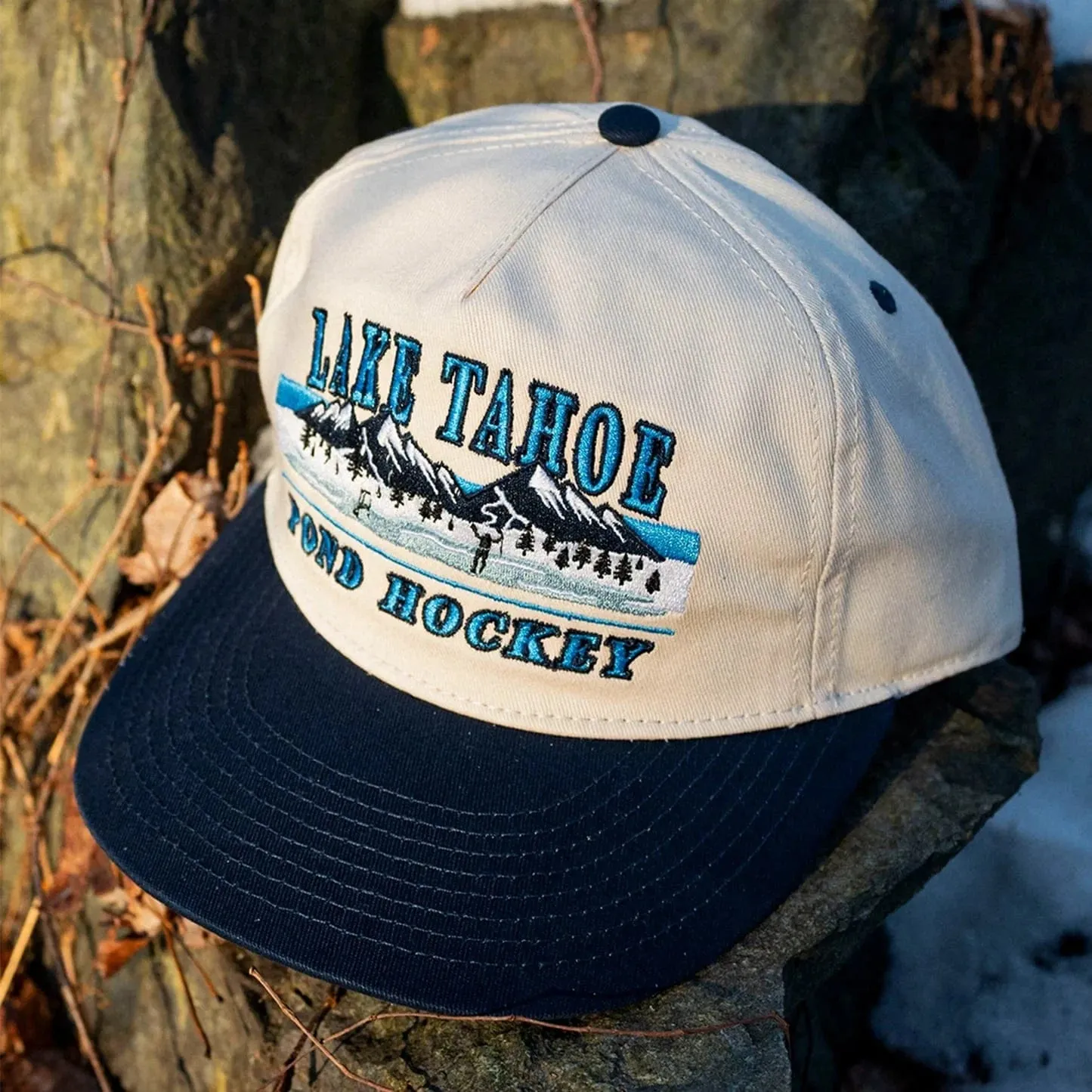 Celly Hockey Lake Tahoe Pond Hockey Snapback Hat - Cream